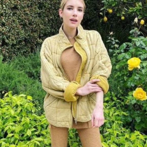 NEW BEST Free People Dolman Quilted Knit Jacket - Pineapple Punch - Picture 7 of 7